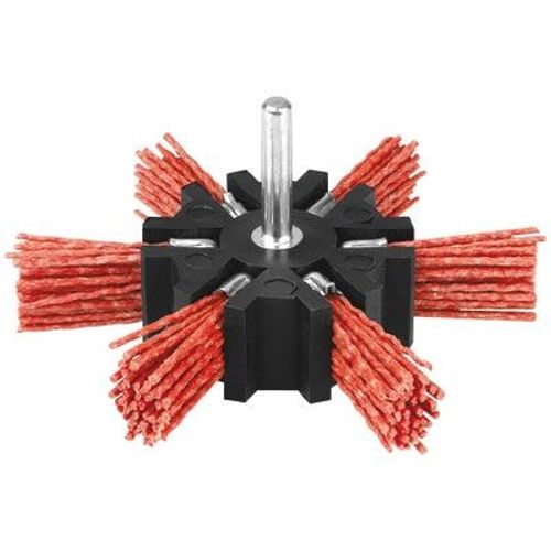 Brosse éventail en nylon abrasif sur tige - Ø 100 mm - Orange - SCID