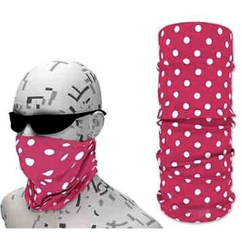 Cagoule Masque, Tour De Cou Cache-Nez Élastique Multifonction- Rose À Pois - Tube 100% Dacron Pm10 - Protection Froid Insectes Snowboard, Ski, Moto, Vélo, Roller, Skate, Randonnée, Trek, Piéton Ville