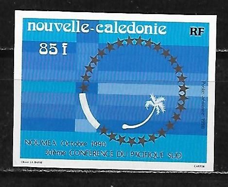 Nouvelle-Caledonie Poste Aerienne 1990 : 30è Conférence Du Pacifique-Sud, À Nouméa : Cercle D'étoiles Et Palmier - Timbre À 85 F. Multicolore Neuf ** Non-Dentelé Cote 15  Rare