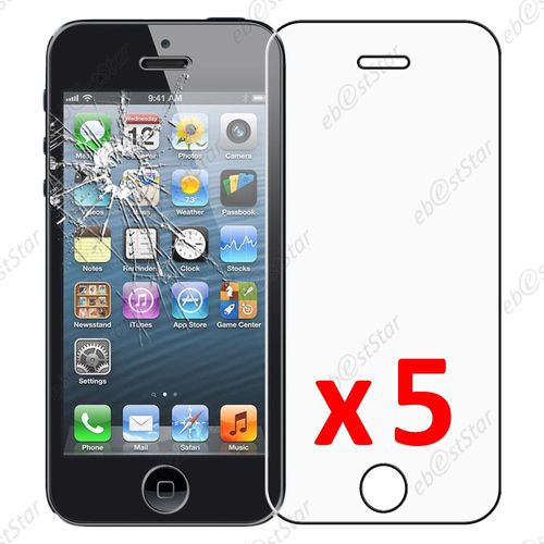 Ebeststar ® Pour Apple Iphone Se 5s 5 - Lot X5 Film Protection Écran Verre Trempé Anti Casse Anti-Rayures