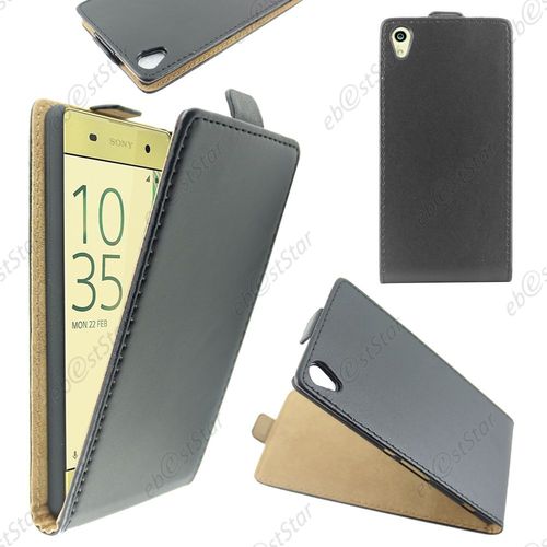 Ebeststar ® Pour Sony Xperia Xa, Xa Dual - Housse Coque Etui En Pu Cuir À Rabat Ultra Fine (Slim Case), Couleur Noir