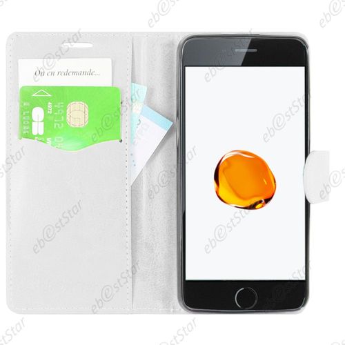 Ebeststar ® Housse Portefeuille Coque Etui Protection Folio Pour Apple Iphone 7 Écran 4,7", Couleur Blanc