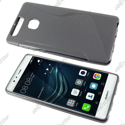 Ebeststar ®  Coque S-Line Silicone Gel Motif Vague Housse Etui Protection Souple Pour Huawei P9, Couleur Noir