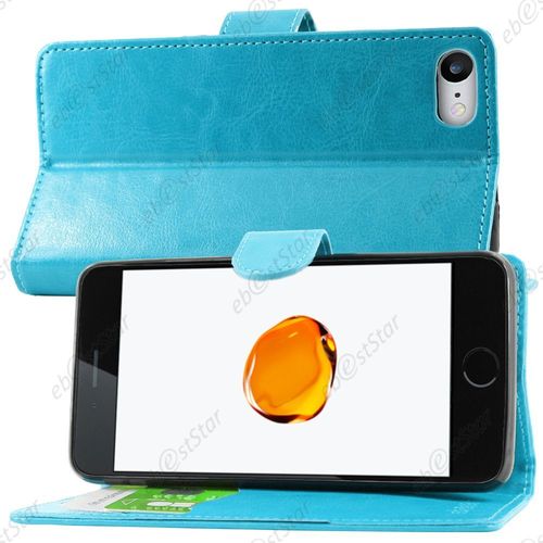 Ebeststar ®  Etui Portefeuille Housse Coque Protection Folio Book Livre Pour Apple Iphone 7 Écran 4,7", Couleur Bleu