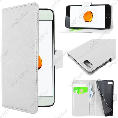 Ebeststar ® Pour Apple Iphone 7 Écran 4,7" - Housse Coque Etui Portefeuille Support Folio Simi Cuir, Couleur Blanc