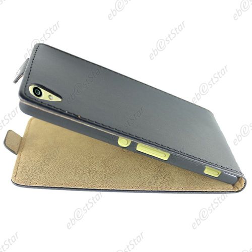 Ebeststar ® Etui Pu Cuir À Rabat Housse Coque Ultra Slim + Vitre Anti Casse Film Écran Verre Trempé Pour Sony Xperia Xa, Xa Dual, Couleur Noir
