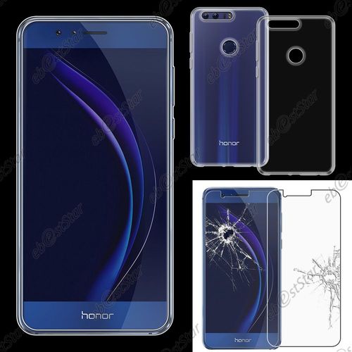 Ebeststar ® Pour Huawei Honor 8 - Housse Etui Coque Silicone Gel Souple Ultra Fine 0,5mm Et Invisible + Film Protection Écran En Verre Trempé, Couleur Transparent