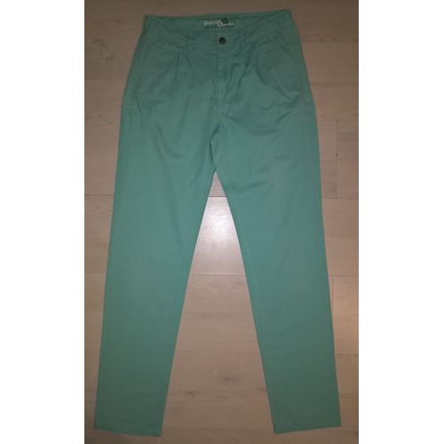 Pantalon Vintage Classic Droit Coton Fille 16 Ans Turquoise 