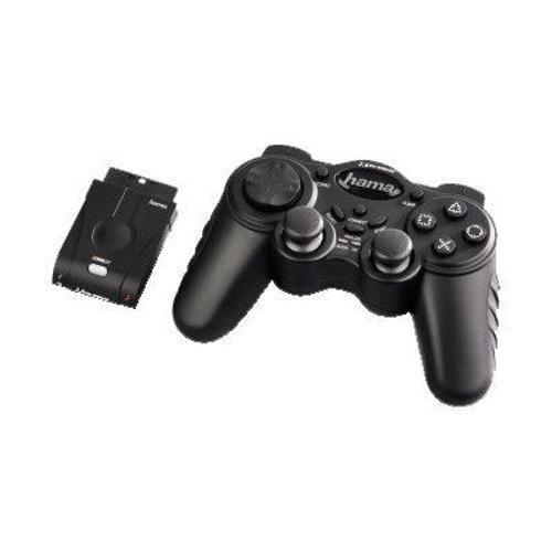 Manette Hama Wireless Controller Dual Vibration Sans Fil Noir Hama Pour Sony Playstation 2