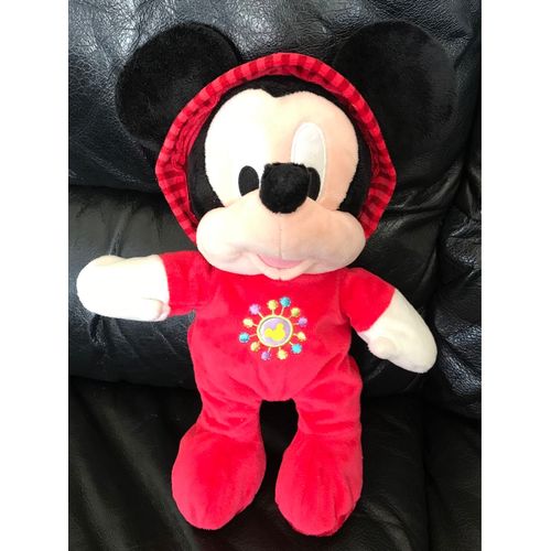 Doudou Disney Mickey La Souris Peluche Pyjama Rouge 25 Cm