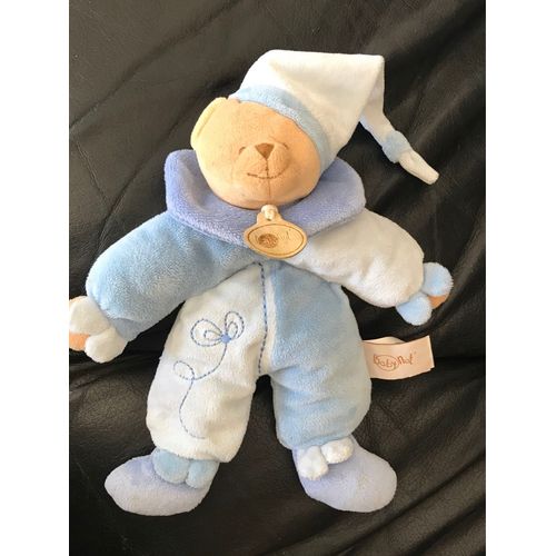 Baby' Nat Doudou Ours Collection Noeud Bleu Bonnet 26cm