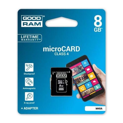 Carte Mémoire Micro Sdhc + Adaptateur Sd Goodram  /  8gb Class 4