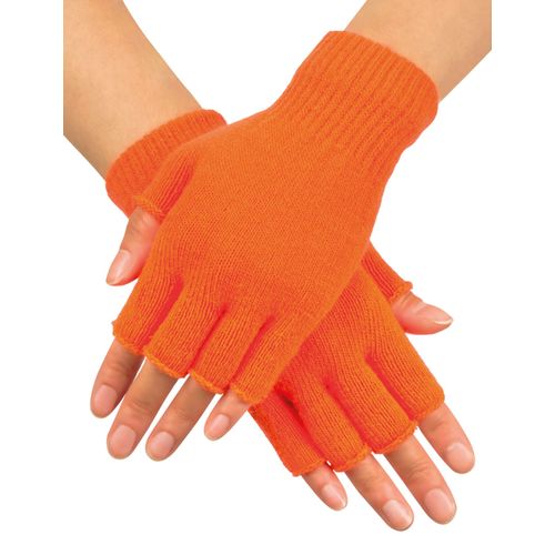 Mitaines Courtes Orange Fluo Adulte Taille Unique
