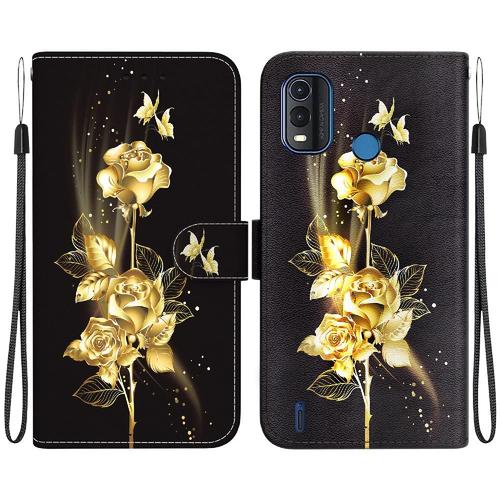 Étui Pour Nokia G11 Plus Cuir Pu Fermeture Magnétique Fleur Papillon Peinte Fentes Pour Cartes Portefeuille - C4