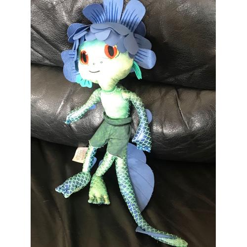 Peluche Luca Paguro Disney Store 2019 Créature Poisson Bleu Écailles 34 Cm