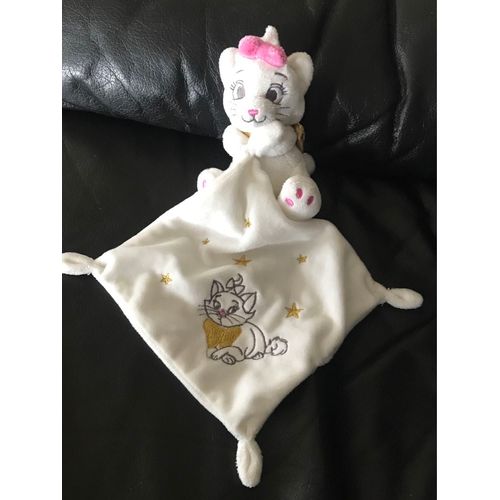 Doudou Marie Chat Aristochat Etoiles Doré Mouchoir Blanc Disney 