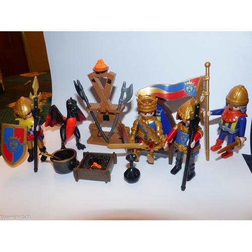 Lot Playmobils Chevaliers Du Lion Roi Et Armée En Arme