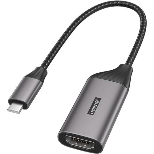 Adaptateur USB C vers HDMI 4K, Adaptateur Thunderbolt 3 vers HDMI MacBook Air/Pro M1, iPad M1, téléphone Portable, Switch, Windows et Plus [Coque en Aluminium et câble en Nylon]