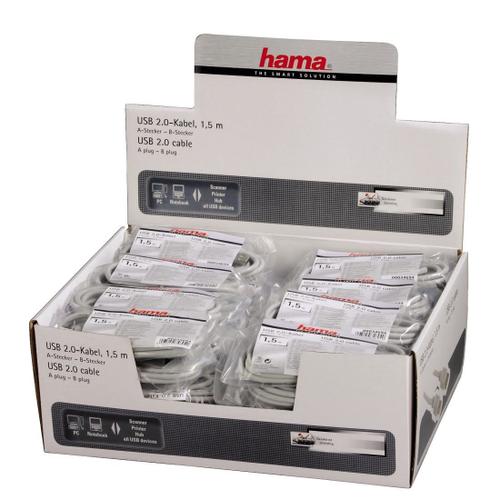 Hama - Câble USB - USB (M) pour USB type B (M) - 1.5 m - gris (pack de 50)