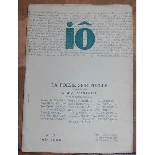 Iô Revue Des Lettres Et Des Arts N°12 