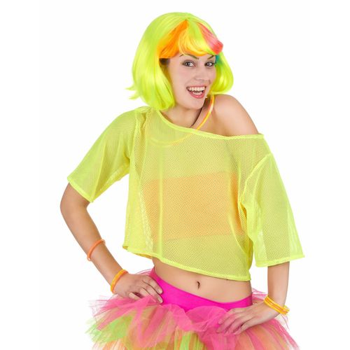 T-Shirt Fluo Jaune Années 80 Femme Taille Unique