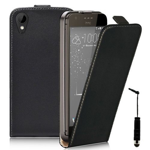 Etui Rabattable Verticale Pour Htc Desire 825/ 825 Dual Sim En Cuir Pu - Noir + Mini Stylet