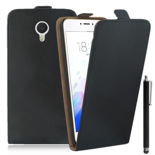 Etui Rabattable Verticale Pour Meizu M3 Note/ Blue Charm Note3 5.5" En Cuir Pu - Noir + Stylet