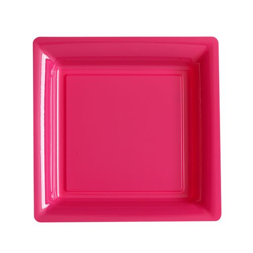 12 Assiettes Carrées En Plastique Fuchsia 23.5 Cm Taille Unique