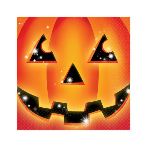 16 Serviettes En Papier Citrouille Halloween Taille Unique