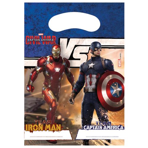 6 Sacs Cadeaux Avengers Civil War Taille Unique
