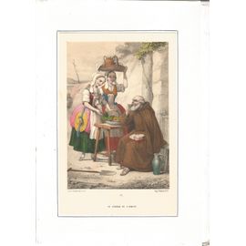 Lithographie En Couleurs Xixème .-"La Légende De L'ermite".