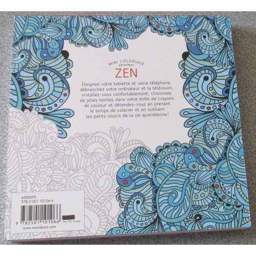 Mini Coloriage Antistress Zen Editions Marabout Coloriages Detachables 17x17x1 7cm Rakuten