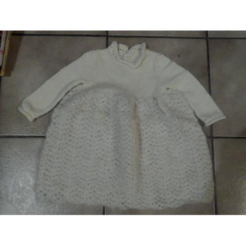 Robe Au Crochet Et Tricot T. 9 / 12 Mois Neuve