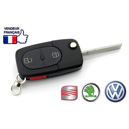 Clé Plip 2 Boutons + Panic Pour Vw Volkswagen Golf Polo Passat Bora Touran Sharan Transporter Touareg Jetta 