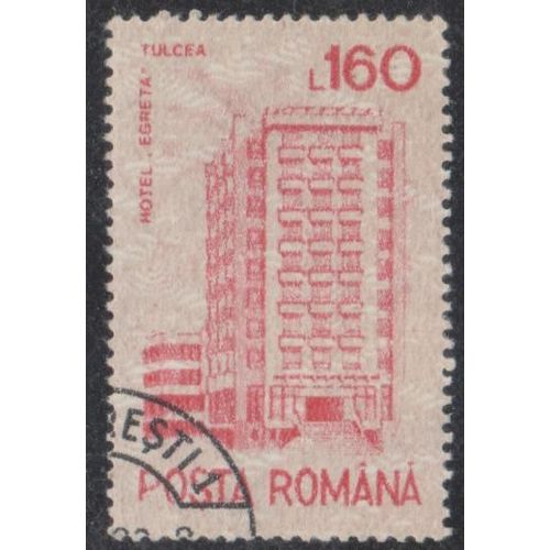 Timbre De Roumanie N°3976 B Y&t 160 L. Rouge Orangé Série Courante Hôtels Et Auberges Hôtel "Egreta" Tulcea 