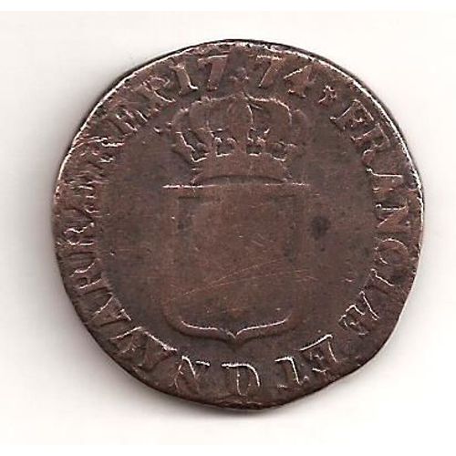 1 Sol 1774 D Louis Xv "À La Vielle Tête" Atelier De Lyon