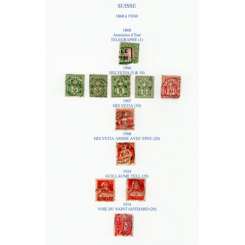 Timbres Suisses De 1868 À 1934