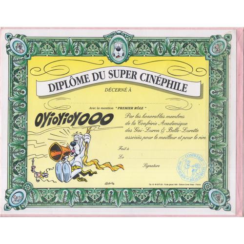 Diplôme Du Super Cinéphile : Diplôme Humoristique "Gai-Luron" Gotlib 