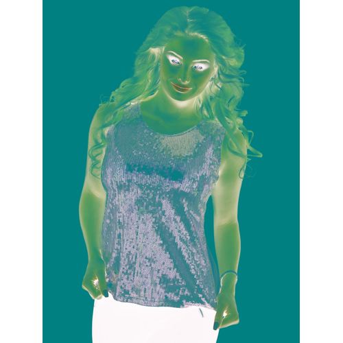 Top À Sequins Argent Femme Taille Unique