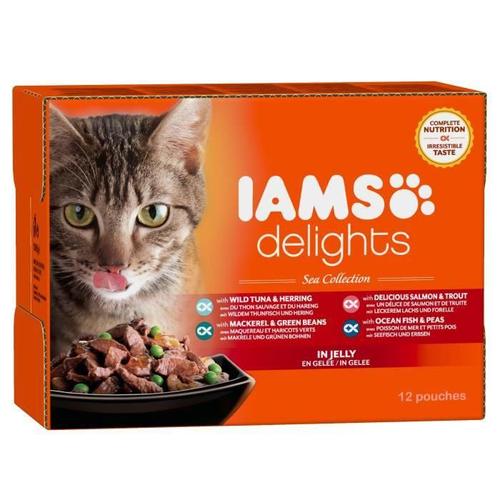 Iams Delights Multibox Saveurs De La Mer En Gelée (Sea Collection) - Toutes Races - 12x85 G - Pour Chat Adulte