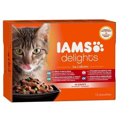 Iams Delights Multibox Saveurs De La Mer En Sauce (Sea Collection) - Toutes Races - 12x85 G - Pour Chat Adulte