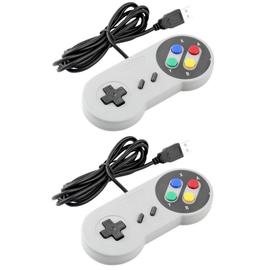 Link-e : 2 X Manette de Jeu USB au Design Super Nintendo/SNES compatible  PC/MAC (Boutons Violets)