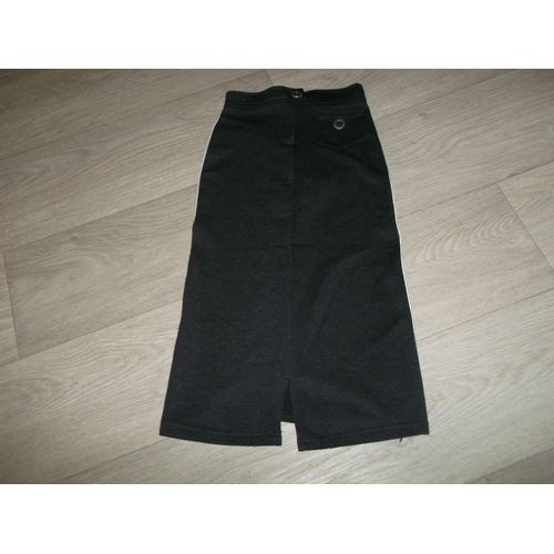 Jupe Createur Paris Longue Gris Foncé Liseré Blanc Taille 6 Ans Tbe