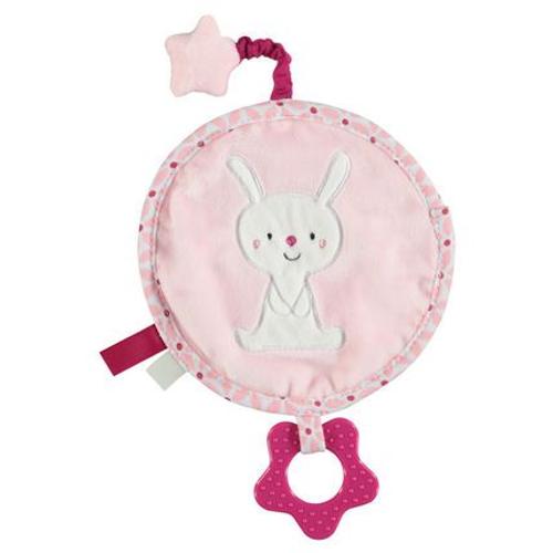 Doudou Lapin Blanc Rose Rond Jouet Eveil Bebe Anneau Dentition Framboise Peluche Orchestra Premaman 