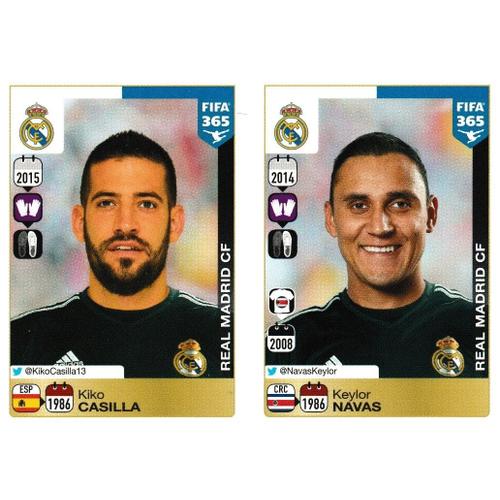 N°372 / N°373 - Stickers Image Panini Fifa 365 ( 2016 ) - Kiko Casilla / Keylor Navas - Real Madrid Cf