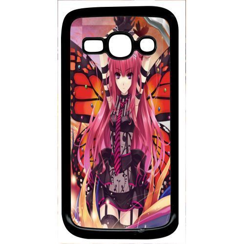 Coque - Fille Manga Rose - Compatible Avec Samsung Galaxy Ace 3 - Plastique - Bord Noir
