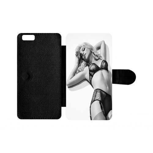 Etui A Rabat - Femme Sexy Noir Et Blanc - Compatible Avec Apple Iphone 6+ - Simili-Cuir - Bord Noir