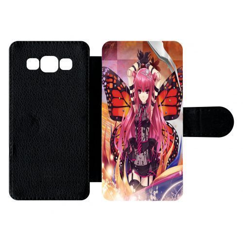 Etui A Rabat - Fille Manga Rose - Compatible Avec Samsung Galaxy A5 (2015) - Simili-Cuir - Bord Noir