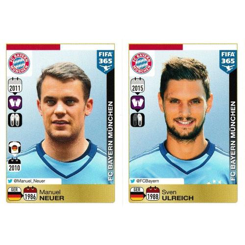 N°462 / N°463 - Stickers Image Panini Fifa 365 ( 2016 ) - Manuel Neuer / Sven Ulreich - Fc Bayern Munchen