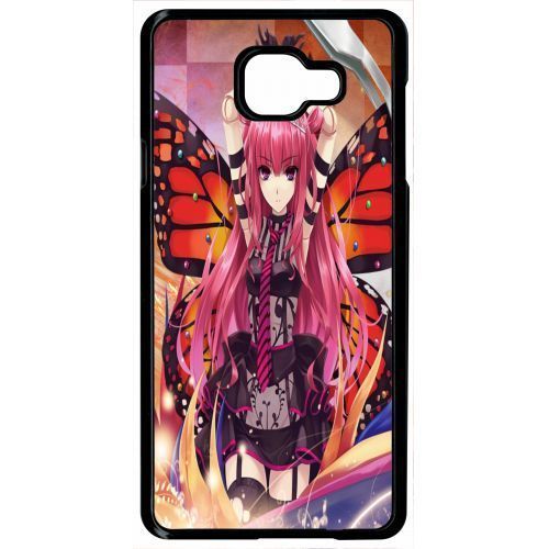 Coque - Fille Manga Rose - Compatible Avec Samsung Galaxy A7 (2016) - Plastique - Bord Noir
